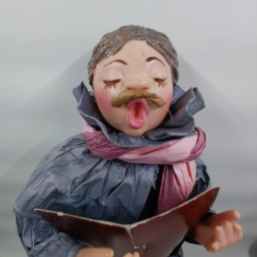 Christmas Caroler Figurine Man Singing With Song Book‎ Holiday Home Decor